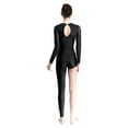thumbnail image 3 of TiaoBug Women's Asymmetrical Gymnastics Leotard Long Sleeve Round Neck Figure Skating Jumpsuit Black L, 3 of 7