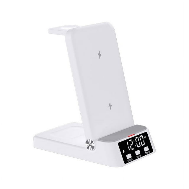 4-In-1 Charging Stand with Clock 15W Fast Magnetic Wireless Charging Station Compatible with iPhone/Samsung Folding Phone Charging Holder