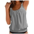 thumbnail image 3 of Linfrsh Womens High Neck Tankini Swimwear Tops Bathing Suit Loose Fit Swim Tops Women Top Only 2025 Modest Swimsuit Top No Bottom Grey,3XL, 3 of 6
