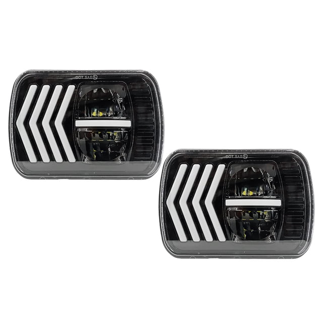 Unidad Cuadrada 7" Led C/Aro C/Direccional Der/Izq 20W 12-80V Baja 20W Alta 34.5W 2000L Par