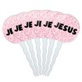 thumbnail image 1 of Jesus Cupcake Picks Toppers - Set of 6 - Pink Speckles, 1 of 1