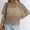Khaki, variant on Women's Summer Hollow Out Knit Beach Cover Up, Round Neck Batwing Sheer Mesh Casual Tank Top Khaki Free Size