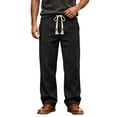 thumbnail image 3 of Men's Corduroy Joggers Trousers Elastic Waist Drawstring Multi-Pocket Straight Leg, Casual Athletic Work Pants, Lightweight Breathable Running Hiking Daily Wear, Outdoor | JASKFLY,Black L, 3 of 9