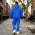 thumbnail image 5 of Men's Tracksuit 2 Piece Casual Long Sleeve Full-Zip Fleece Hoodie Sweatshirt pocket and pants Sweatsuits Fall Winter Fashion Lightweight Jogging Outfitsfor Blue M, 5 of 8