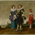 thumbnail image 2 of Circle Of Dirck Hals 15x15 Gold Ornate Wood Frame and Double Matted Museum Art Print Titled - Young Couple Walking with a Page, 2 of 4