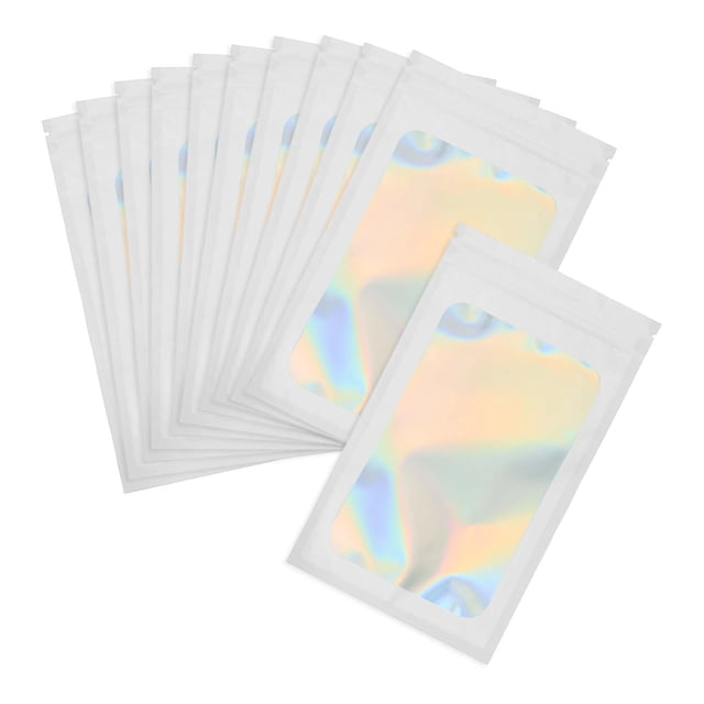 Uxcell Foil Pouch Bags with Clear Window Resealable Sample Bag for Candy and Jewelry White 5 x 8 Inch