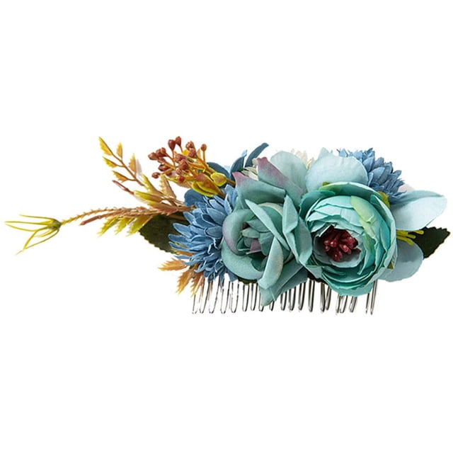 Boda novia peine pelo peine hoja floral clip tocado, fiesta de graduación chica Halloween Navidad festival, tamaño múltiple