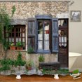 thumbnail image 3 of Rustic Shower Curtain Doors of An Old Rock House with French Frame Details In Countryside European Past Fabric Bathroom, 3 of 7