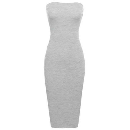 FashionOutfit Women's Sexy Comfortable Tube Top Body-Con Midi Dress in Various