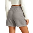 thumbnail image 5 of Bloomae Bermuda Shorts for Women High Waisted Linen Dressy Casual Shorts Elastic High Waist Pleated Wide Leg Summer Button Decor Short Pants with Pockets, 5 of 6