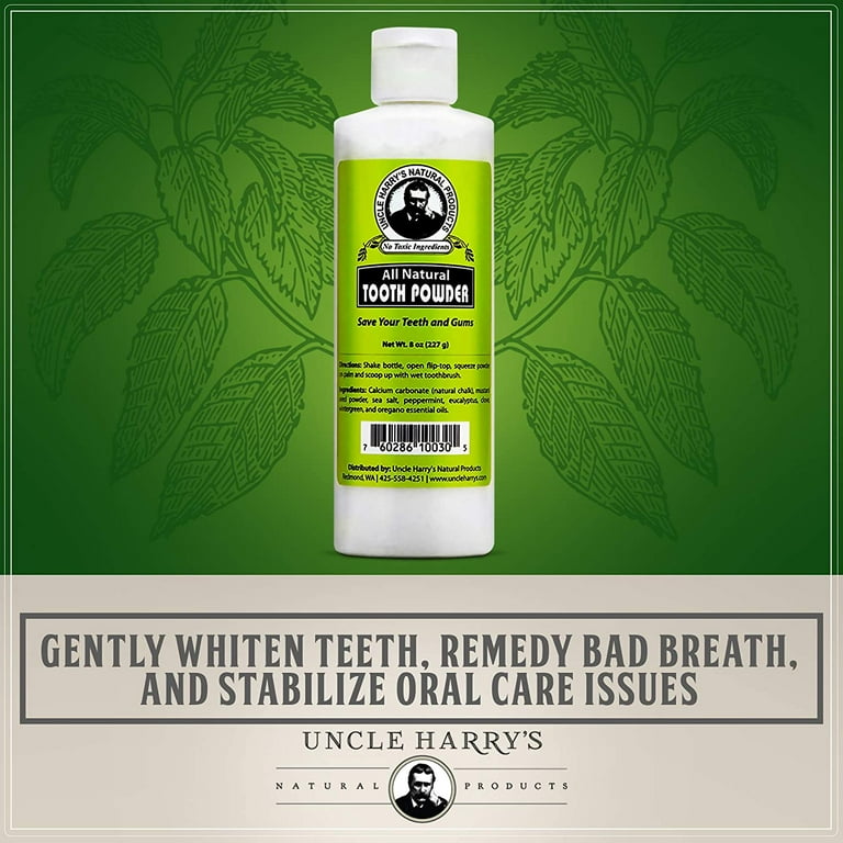 Uncle Harry's All Natural Tooth Powder, Fluoride Free, Teeth Clean