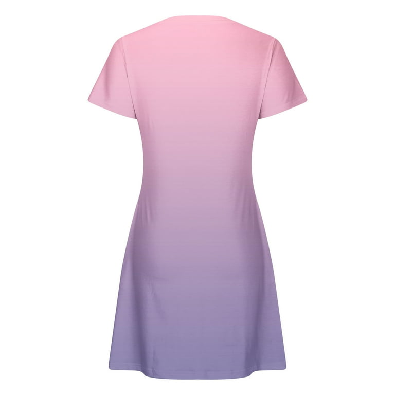 Uaswgudfs 2025 Women's Casual Short Sleeve A-Line Pocket Dress - Summer  Round Neck & Flared Skirt for Effortless Daily Wear Pink L - Walmart.com