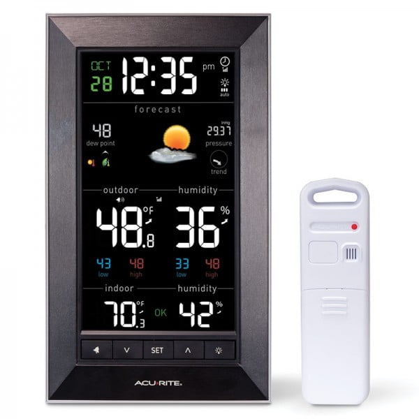 Acurite 75077a3m Wireless Weather Station With Large Display Wireless Temperature Sensor And Atomic Clock Walmart Com Walmart Com