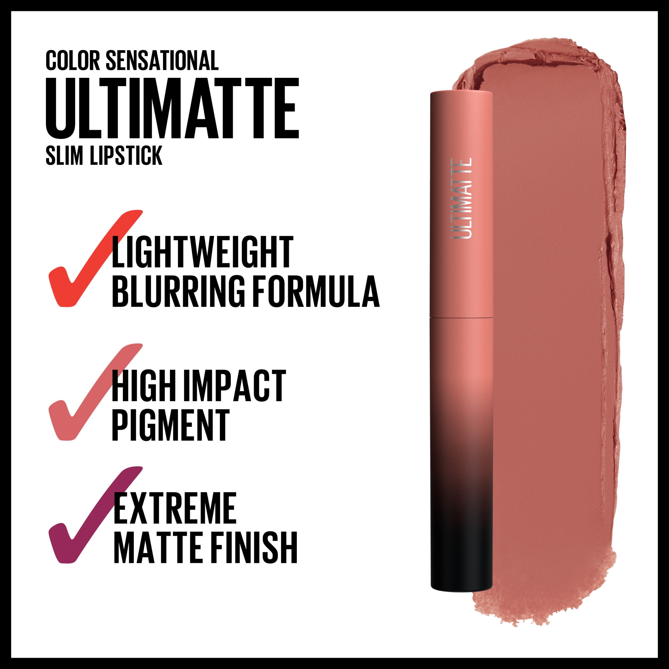 (2 pack) Maybelline Color Sensational Ultimatte Slim Lipstick Makeup, More Buff, 0.06 oz.