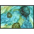 thumbnail image 1 of Abstract In Teal Flowers Indoor & Outdoor Mat, 18 x 27 in., 1 of 1