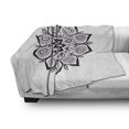 thumbnail image 2 of Mandala Soft Flannel Fleece Throw Blanket, Oriental Pattern with Monochromatic Abstract Floral Motif Art, Cozy Plush for Indoor and Outdoor Use, 50" x 60", Charcoal Grey and White, by Ambesonne, 2 of 5
