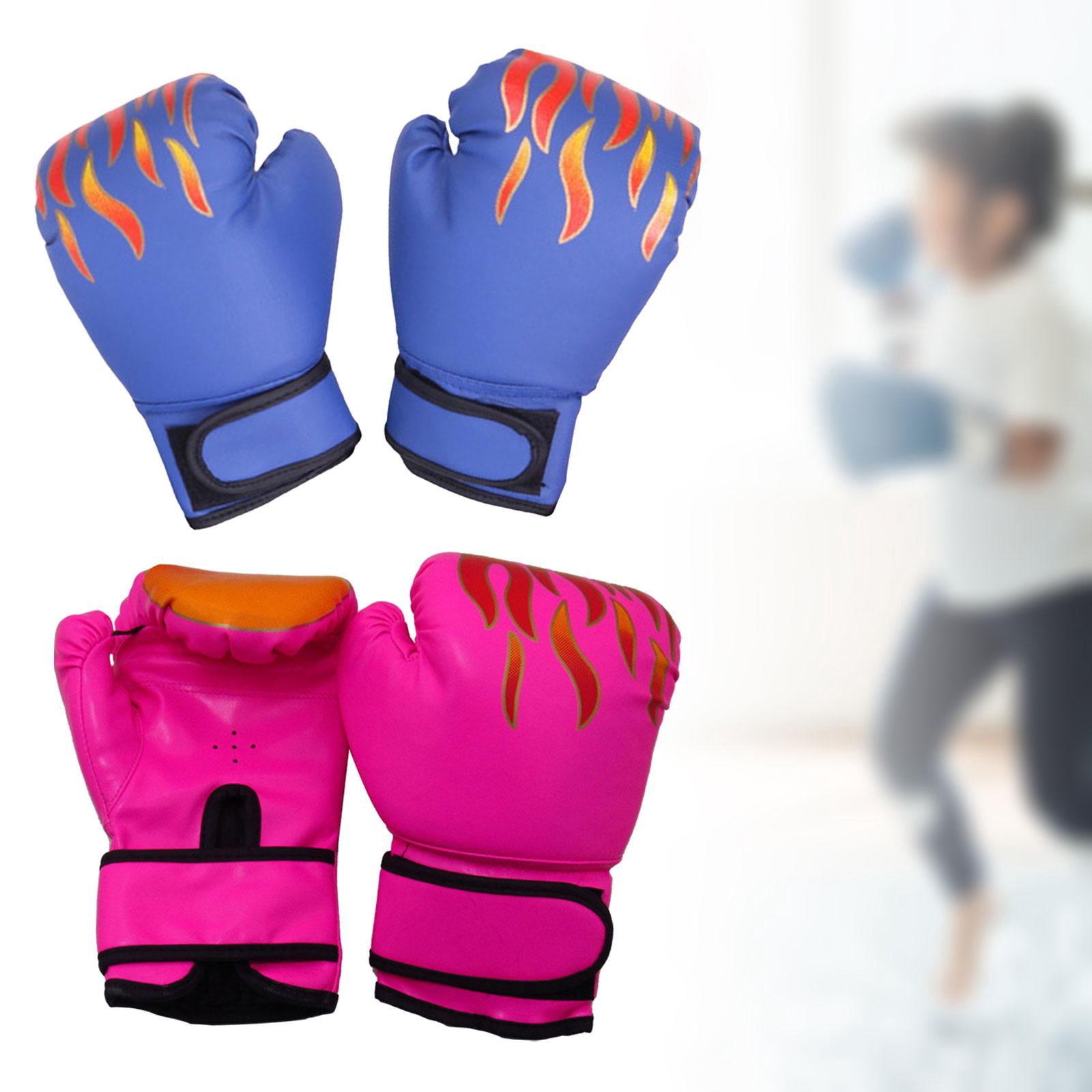 harayaa 2 Pair of Kids Boxing Gloves Punching Gloves Birthday Gift PU Leather Breathable Pink and Blue