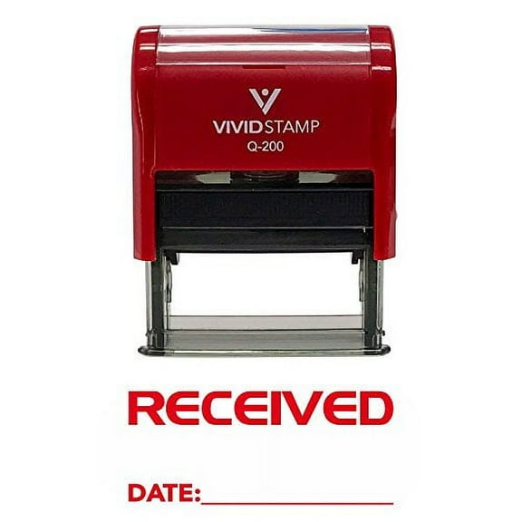 Vivid Stamp Received W/Date Line Self-Inking Office Rubber Stamp (Red) - Medium