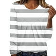 thumbnail image 5 of Neewe Women's Casual Striped Long Sleeve Tops Crew Neck Knit Basic T Shirts, 5 of 6
