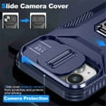 thumbnail image 4 of For iPhone 14 Plus Slim Fit Shockproof Hybrid with Slide Camera Cover & Rotated Ring Kickstand, [Military-Grade] Phone Case For iPhone 14 Plus 6.7",Blue,For iPhone 14 Plus, 4 of 8