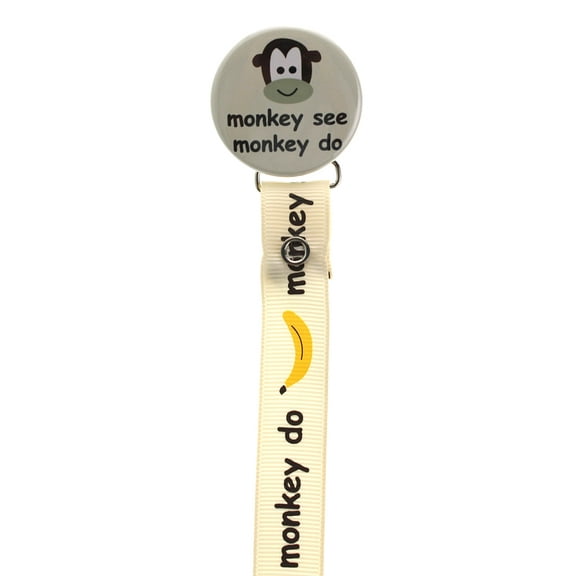 Ivory Monkey See Monkey Do Pacifier Clip