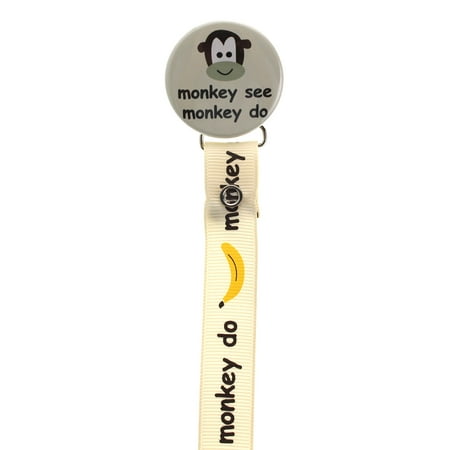 Ivory Monkey See Monkey Do Pacifier Clip