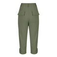 thumbnail image 5 of Womens Cargo Capris with Pockets Ladies Cropped Pants Dressy Lightweight, 5 of 6
