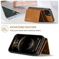 thumbnail image 2 of Compatible with iPhone 13 Removable 2 in 1 Wallet Case,Retro Premium PU Leather Cell Phone Back Cover Magnetic Detachable with Trifold Wallet Credit Card Cash Holder Kickstand Case,Brown, 2 of 11
