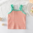 thumbnail image 6 of Toddler Baby Girls Shirts Summer Vest Sling Flower Frilly Striped Printed Sleeveless Cute Top for Girls Size 9-12 Months, 6 of 6
