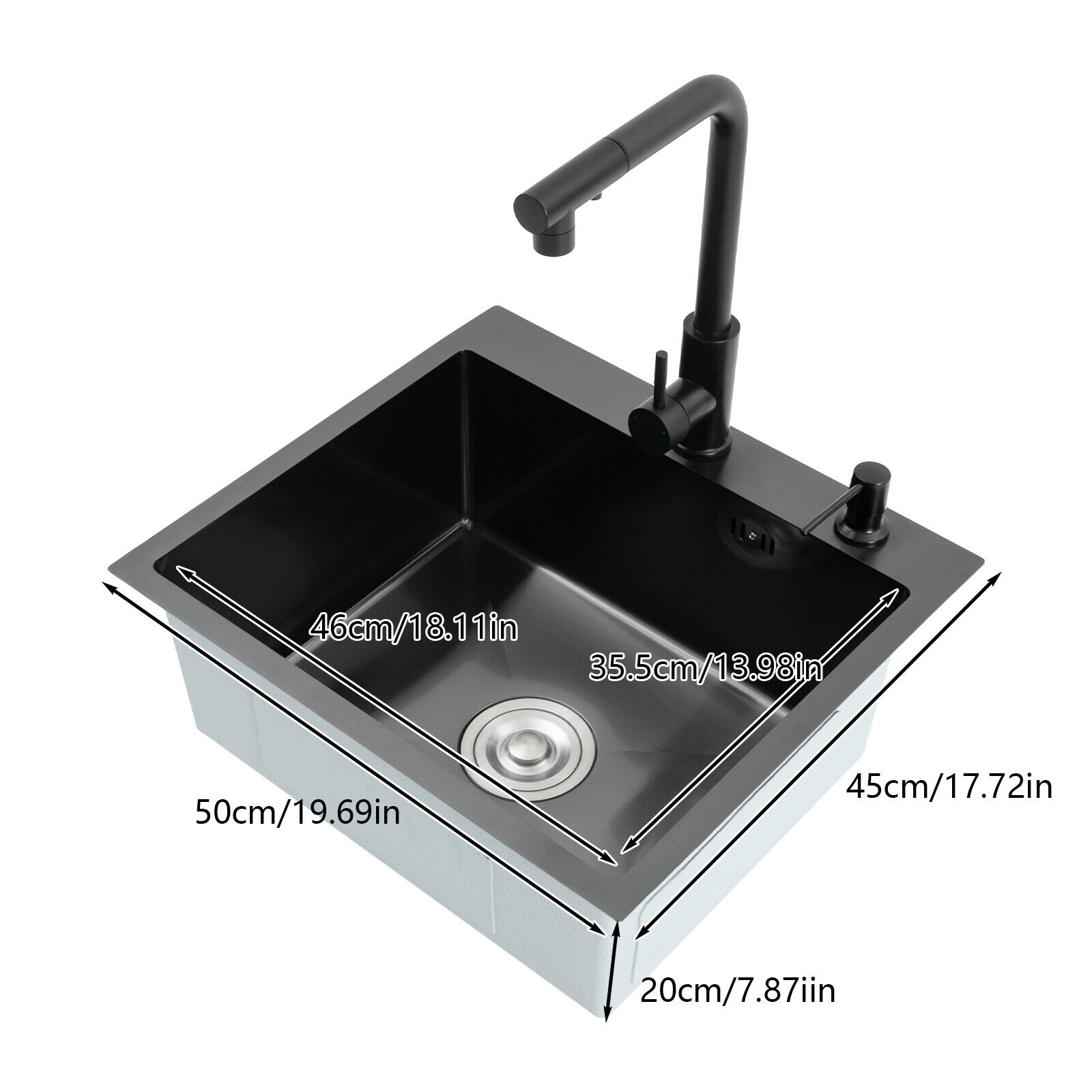 Kitchen Sink Stainless Steel Sink Black Stainless Steel Built-in Sink W/Tap