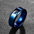 thumbnail image 4 of Men /Women Laser Wolf Pattern Tungsten Ring 8mm Blue Plated Wedding Band Beveled Edge Size 7-12, 4 of 4