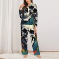 thumbnail image 2 of Haiem Modern Hip-Hop Skull Pattern Women’s Long-sleeve Sleepwear,Sleepwear Set,2-piece Loungewear Set,Soft PJs Comfy Nightwear with Pockets-Medium, 2 of 7