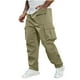 thumbnail image 2 of Pantalones largos para hombre, primavera y verano, color liso, bolsillos, color liso, cordón ajustable, ropa de trabajo, pantalones deportivos e informales, pantalones de poliéster para hombre., 2 of 9