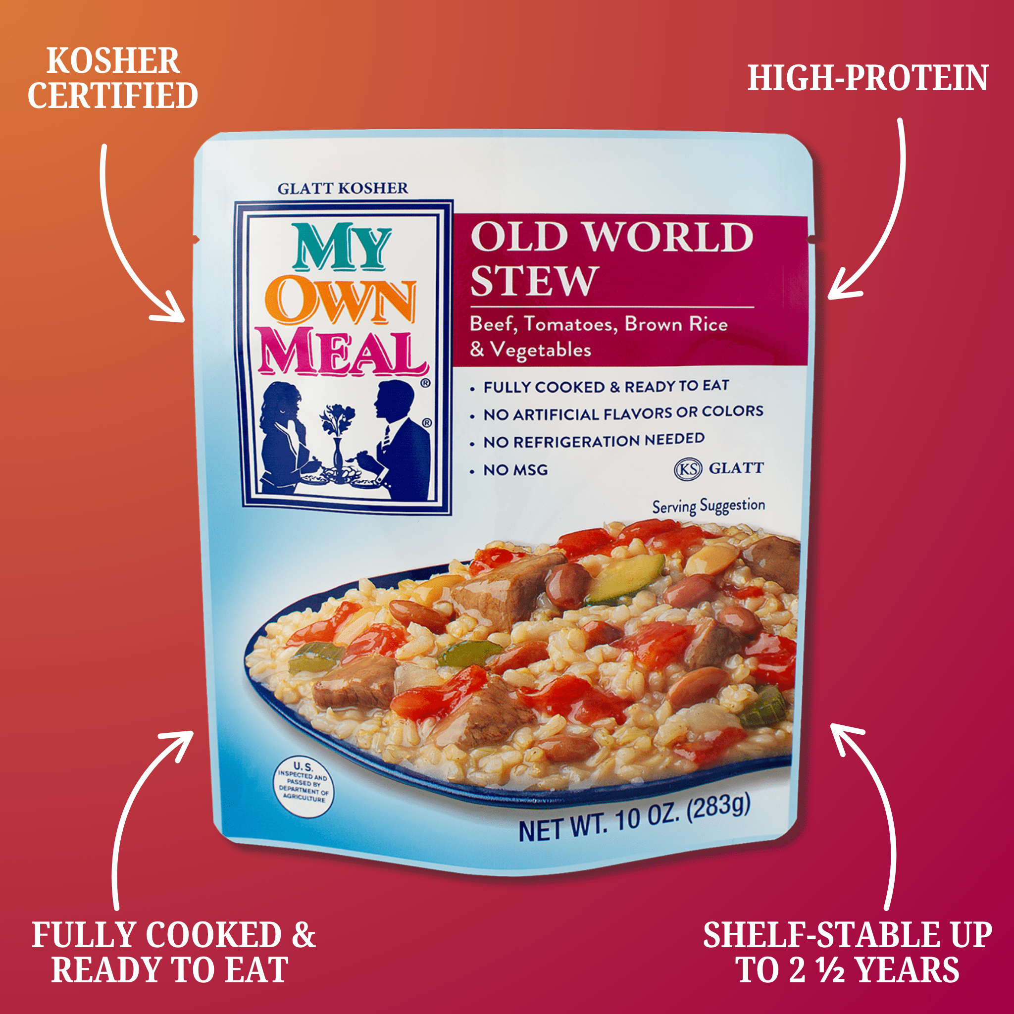 My Own Meals, Old World Stew, Kosher, Shelf Stable 10 OZ, Pack 6