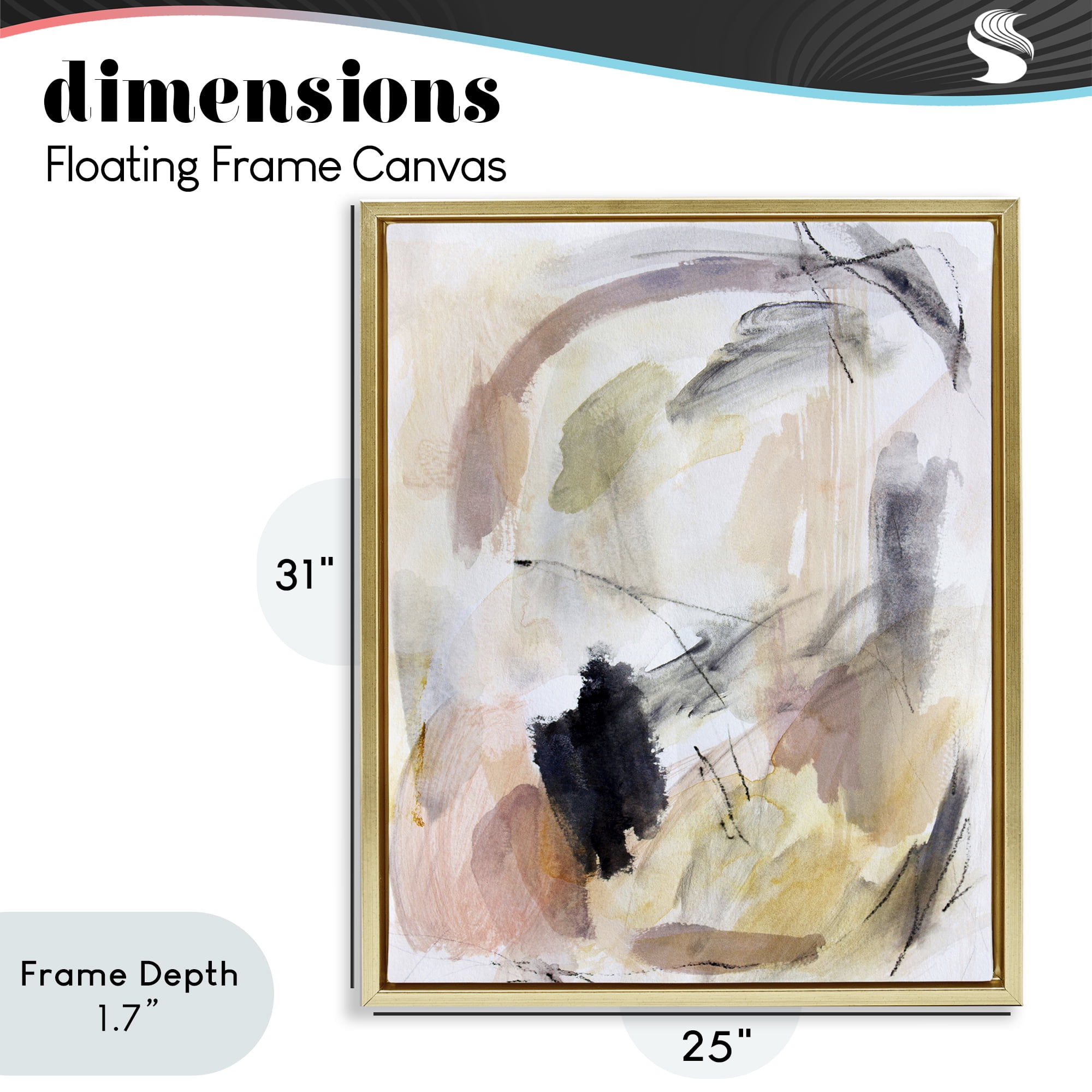 Stupell Industries Chaotic Sketches Paint Strokes Gold Framed Floater Canvas Wall Art, design by Hope Bainbridge