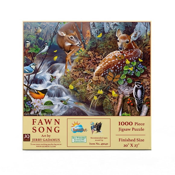 SUNSOUT INC - Fawn Song - Casse-Tête 1000 Pcs par l'Artiste : Jerry Gadamus - Taille Finie 20 Pouces x 27 Pouces - MPN 49040