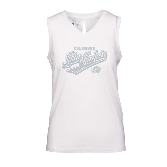 Women's Levelwear White Columbus Blue Jackets Paisley Sweep V-Neck Tank Top