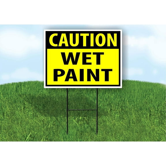 Work House Signs Single Sided Sign Caution Wet Paint Yellow Yard Sign Road Sign with Stand