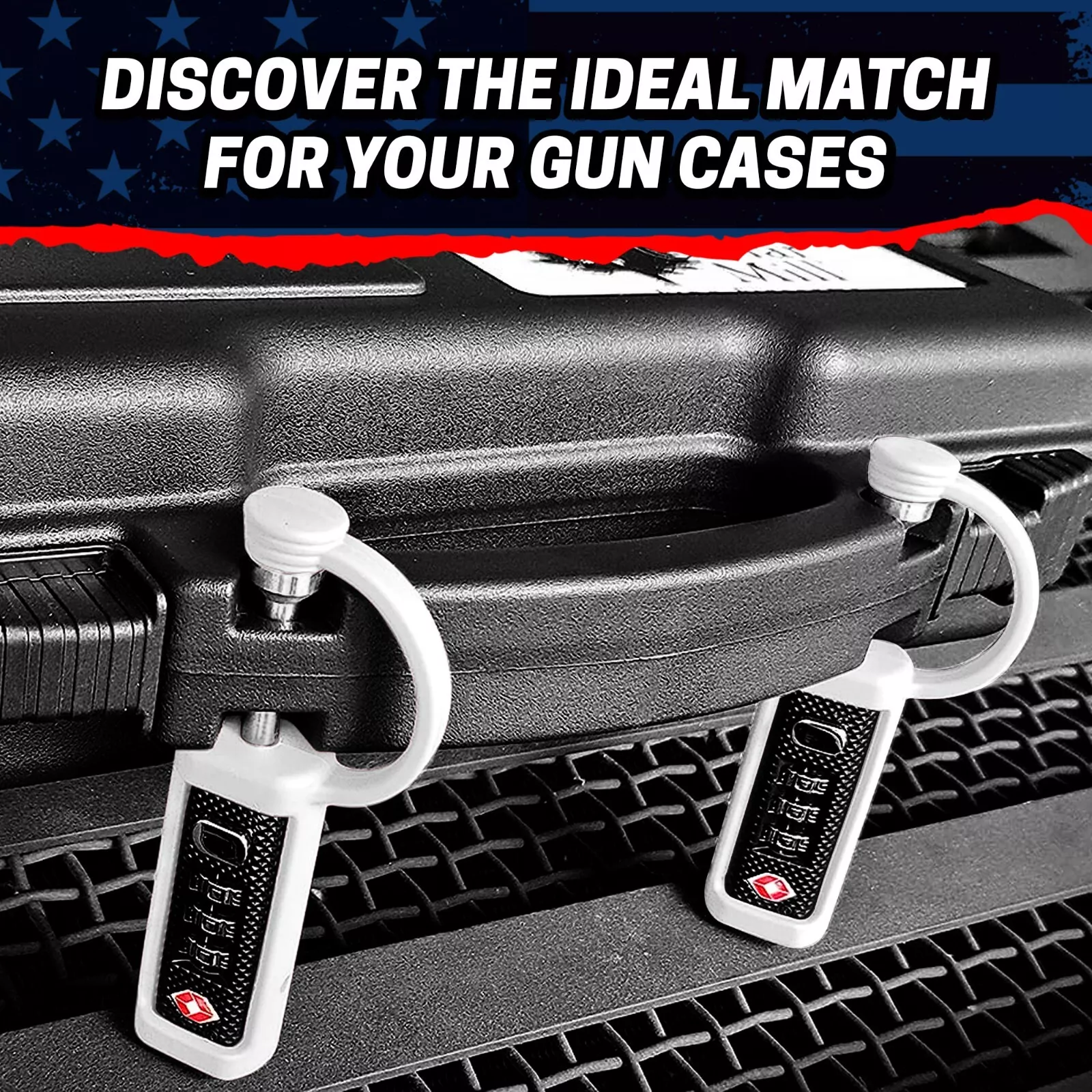 TSA Approved Gun Case Locks (2-Pack) - MonoShaft Cut-Resistant Hardened Steel Shackle - White