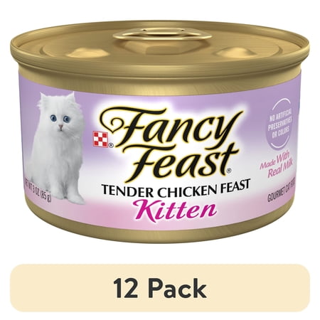 (12 pack) Purina Fancy Feast Kitten Food Wet Cat Food Chicken Feast & Milk 3 oz Can