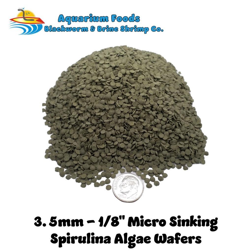 3.5mm - 1/8" Sinking Spirulina, Veggie, Algae Wafers for Bottom Fish, Shrimp, Snails, Crabs, Plecos, Catfish, All Fish - 18.8oz Lg Round Jar