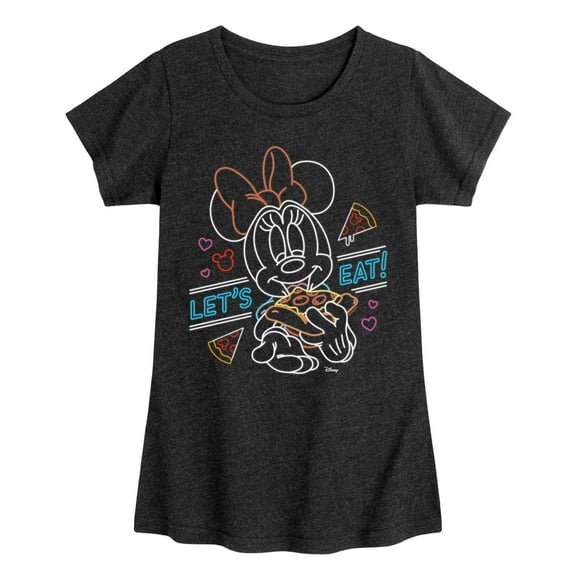 Disney - Minnie Mouse - Let's Eat Pizza - Toddler & Youth Girls Short Sleeve Graphic T-Shirt