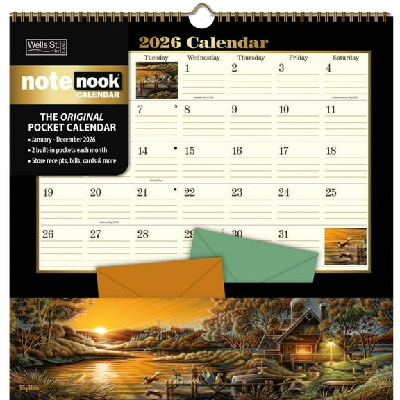 Redlin 2026 Wall Calendar – 12-Month Calendar with Stapled Binding, Linen-Embossed Art by Redlin, 13.4"× 12"