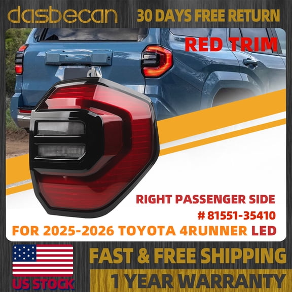 Dasbecan Right Passenger LED Rear Tail Light Assembly For 2025-2026 Toyota 4Runner 81551-35410, TO2801216, 8155135410