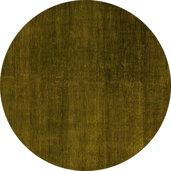 Ahgly Company Indoor Round Abstract Yellow Modern Area Rugs, 8' Round