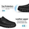 thumbnail image 3 of Men's Leather Loafers Comfortable Casual Slip-On Round Toe Shoes Hand-Stitched Non-Slip Daily Driving Office Walking Shoes Black 7 US, 3 of 7