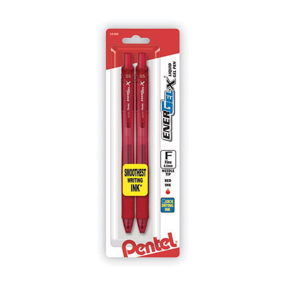 Energel-X Gel Pen, Retractable, Fine 0.5 Mm Needle Tip, Red Ink, Red Barrel, Dozen | Bundle of 5 Dozen