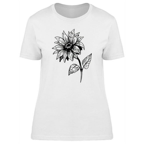 Sunflower Sketch Art T-Shirt Women -Image by Shutterstock, Female 3X-Large