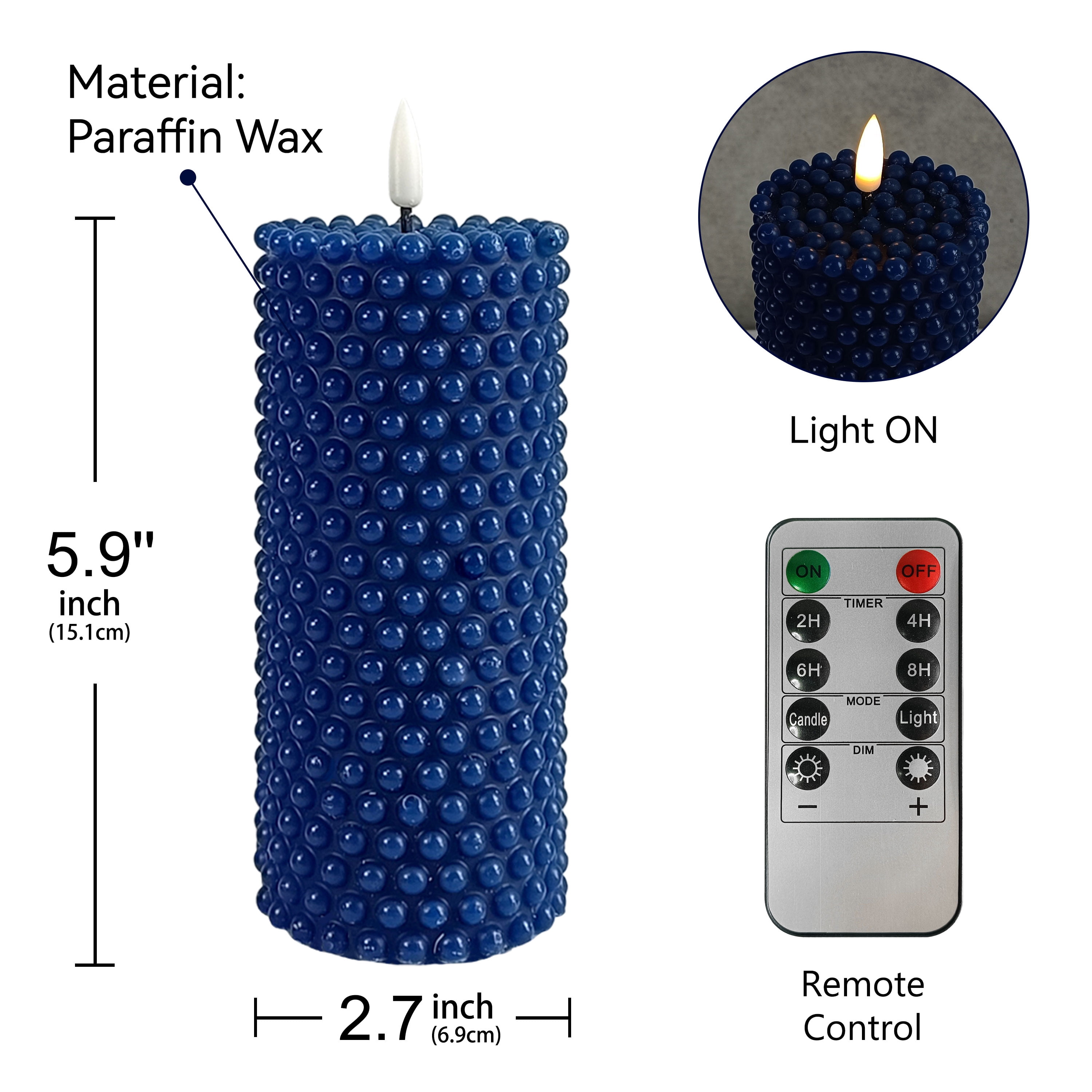 3D-Wick Pillar Candles Flickering Flameless Candles, Real Wax LED Candles with Remote and Timer, Battery Operated Pillar Candles for Room Elegant Decor Home Wedding Decoration