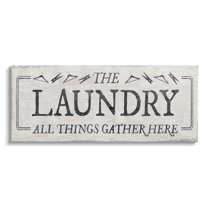 Laundry All Things Gather Here Phrase Typography Graphic Art Gallery Wrapped Canvas Print Wall Art